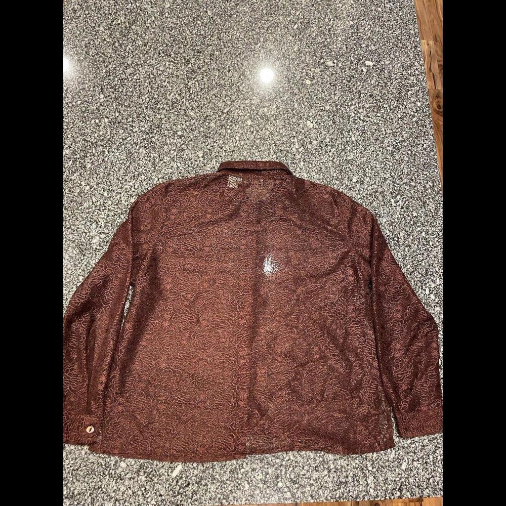 Selene Sport Button Up Blouse Shirt Women’s Sz XL Brown (A5) - Picture 5 of 5
